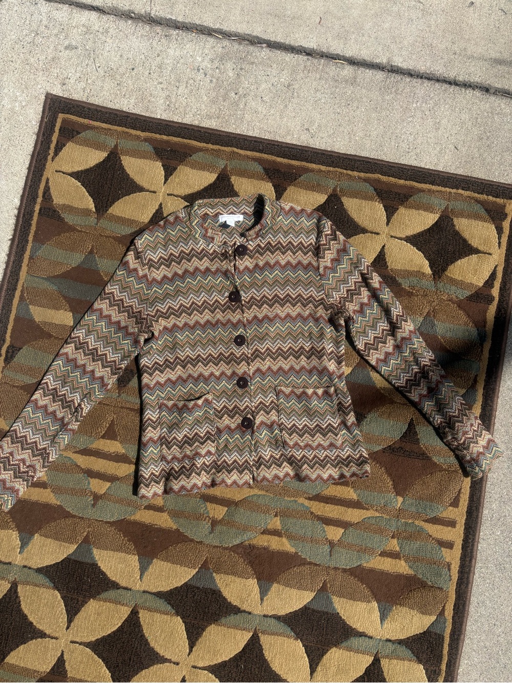 Vintage Women’s Charter Club Button-Front Jacket - Brown Multi